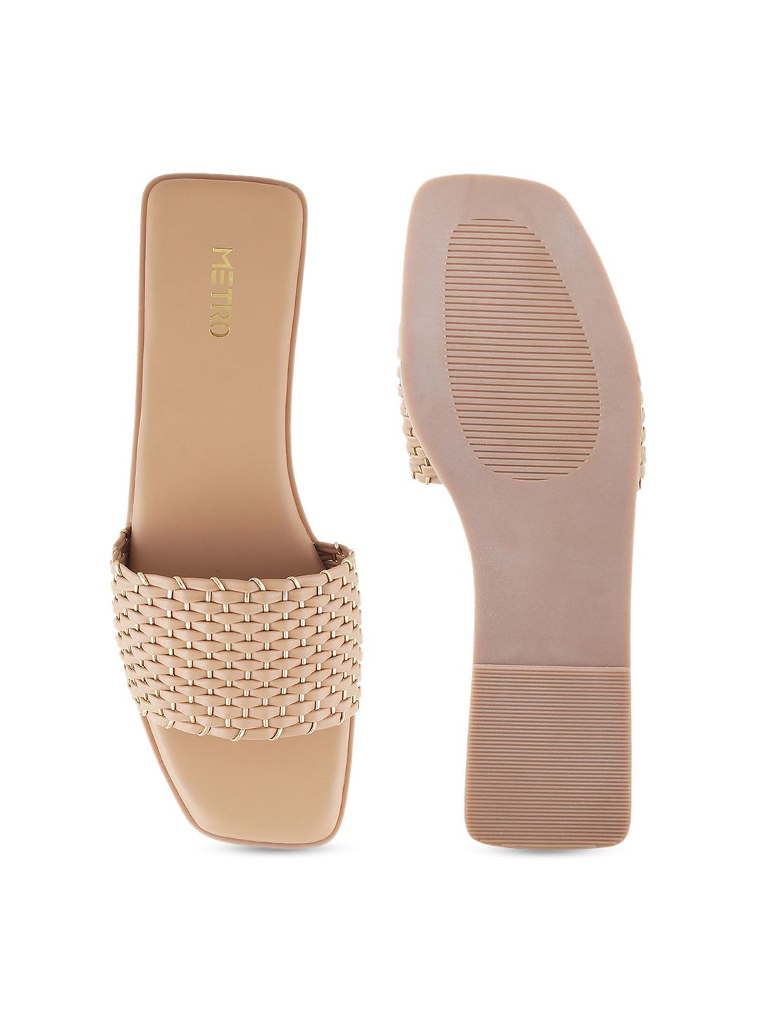 Metro Women Beige Open Toe Flats