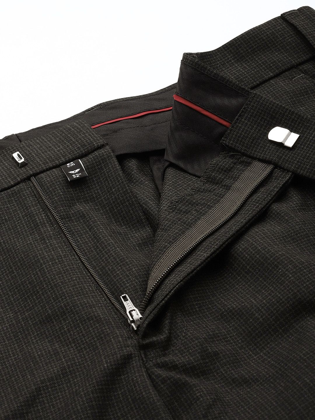 Park Avenue Men Checked Slim Fit Formal Trousers