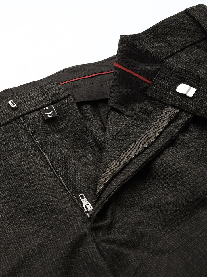 Park Avenue Men Checked Slim Fit Formal Trousers
