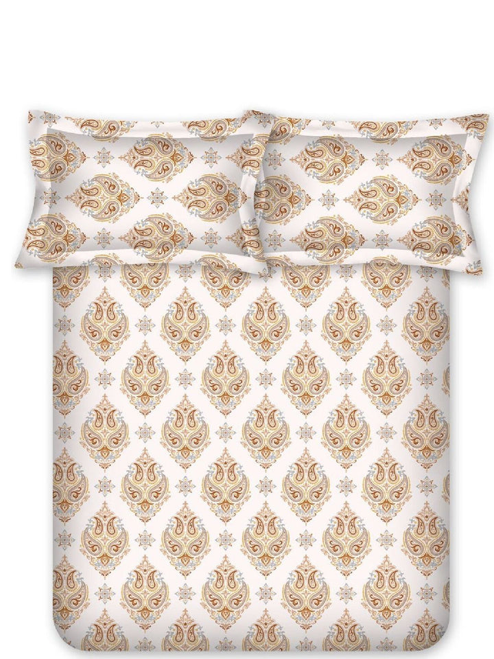 BOMBAY DYEING Cardinal Brown Ethnic 120 TC Cotton Queen Bedsheet Set-2.24 m X 2.54 m