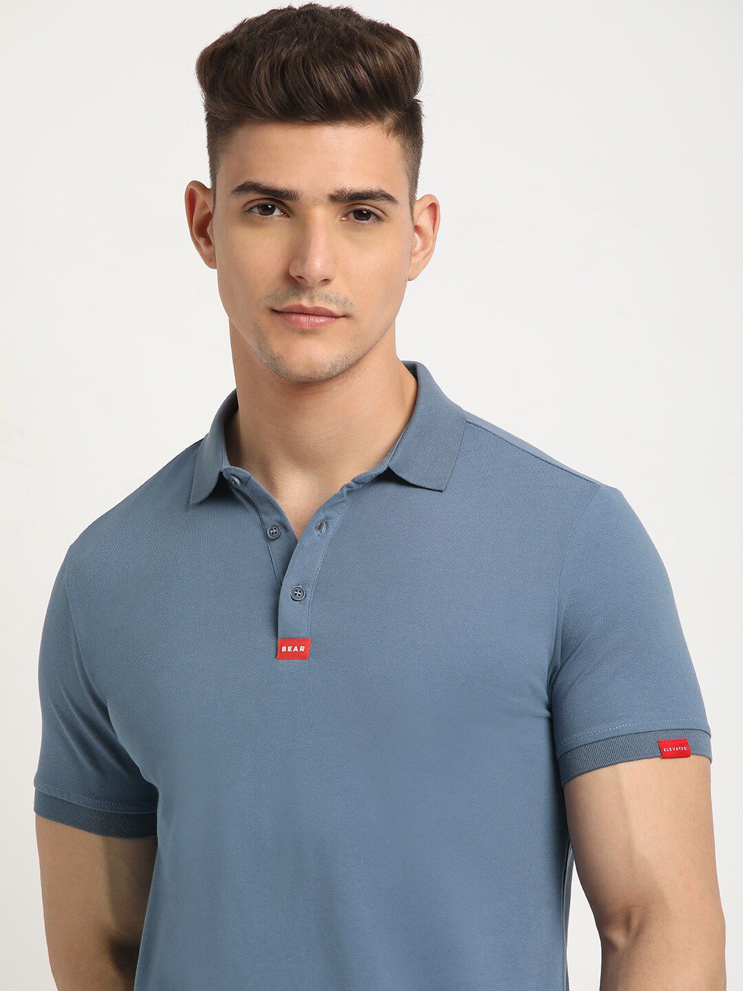 THE BEAR HOUSE Polo Collar Short Sleeves Slim Fit T-shirt