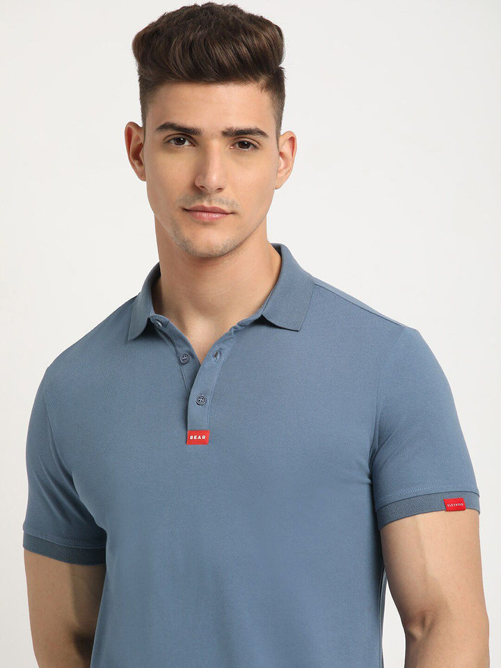 THE BEAR HOUSE Polo Collar Short Sleeves Slim Fit T-shirt