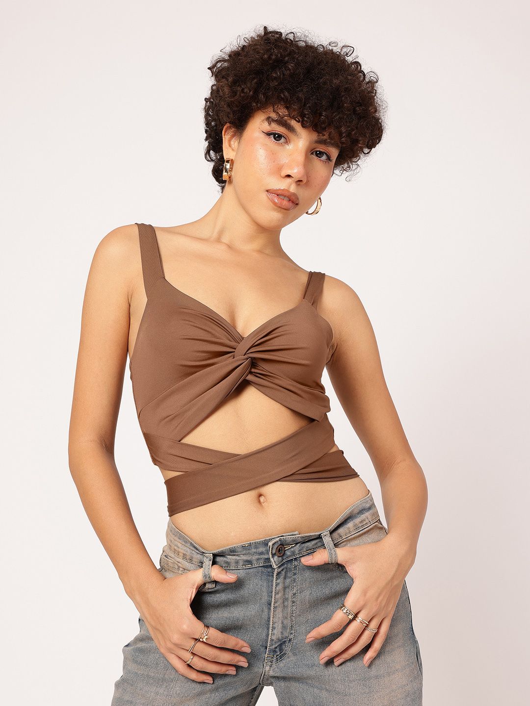 DressBerry Knotty Nice Twisted Tie-Up Crop Top