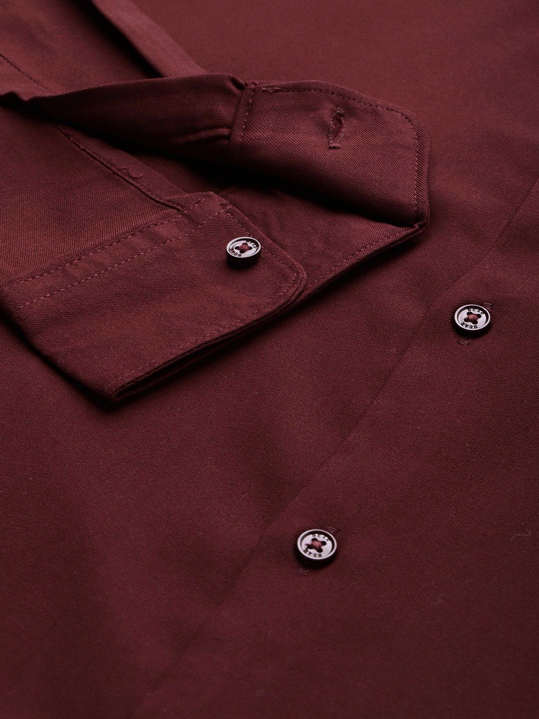 THE BEAR HOUSE Men Maroon Solid Slim Fit Casual Shirt