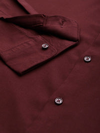 THE BEAR HOUSE Men Maroon Solid Slim Fit Casual Shirt
