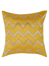 HOSTA HOMES Yellow & Gold-Toned Set of 2 Geometric Square Cushion Covers