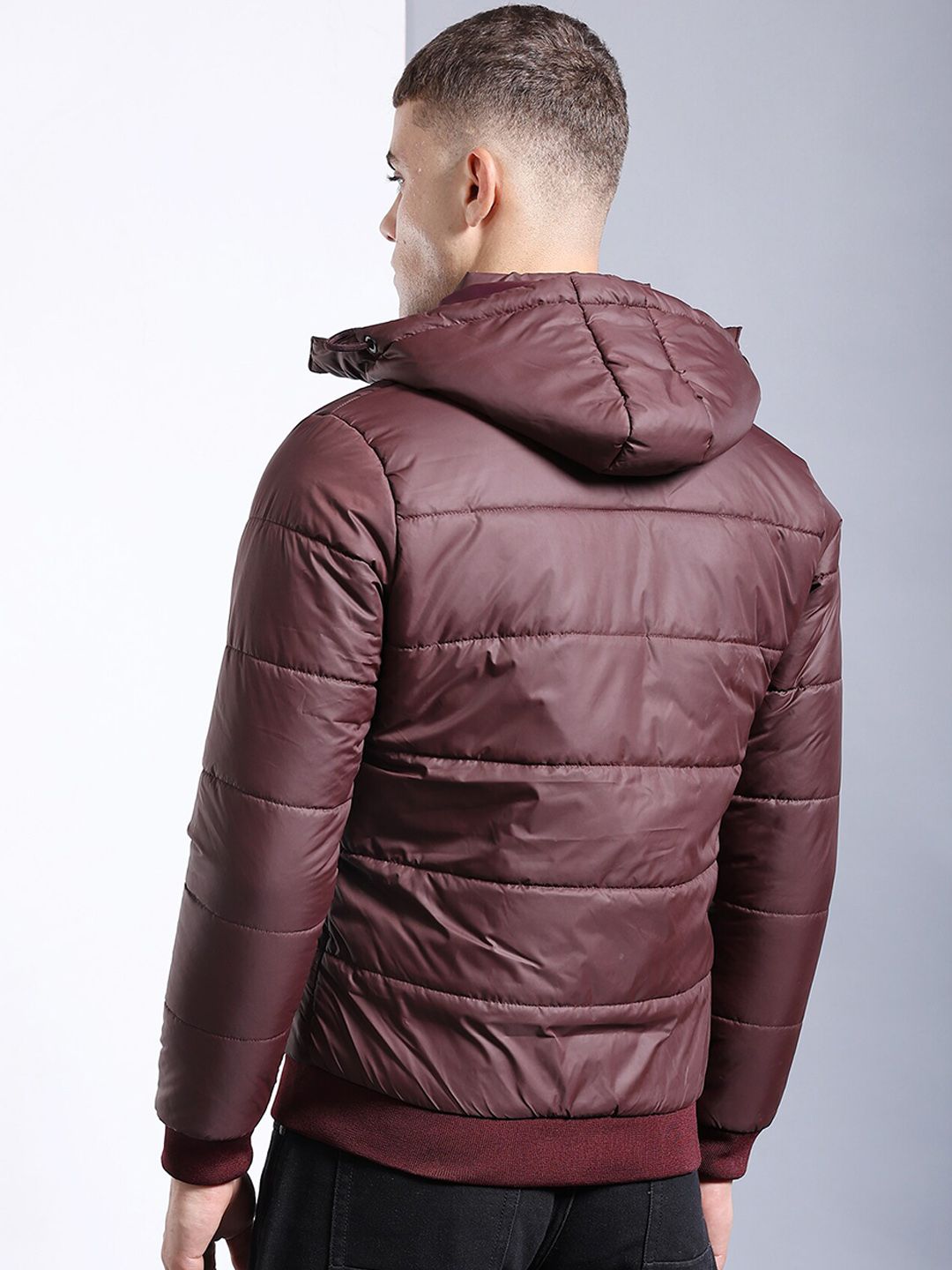 The Indian Garage Co Men Regular Fit Puffer Jacket with Detachable Hood