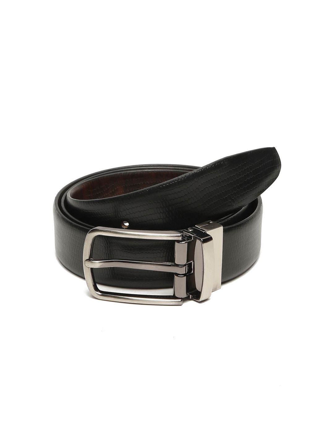Teakwood Leathers Men Textured Leather Reversible Formal Belt