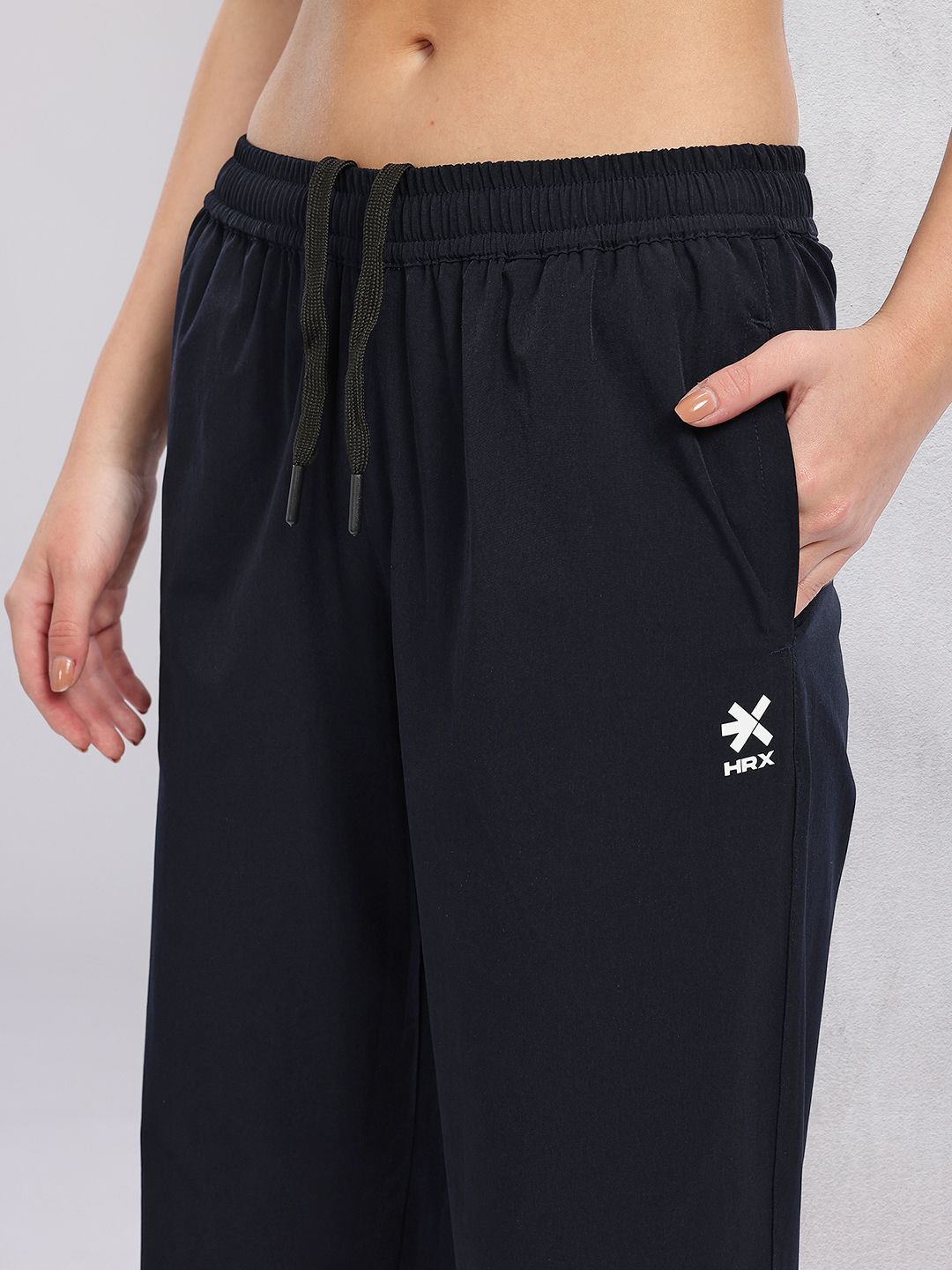 HRX by Hrithik Roshan Women Mid-Rise Rapid-Dry Training Track Pants with Toggle Hem