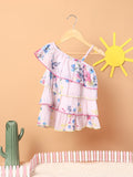 Nauti Nati Girls Floral Printed Shoulder Strap Layered A-Line Dress