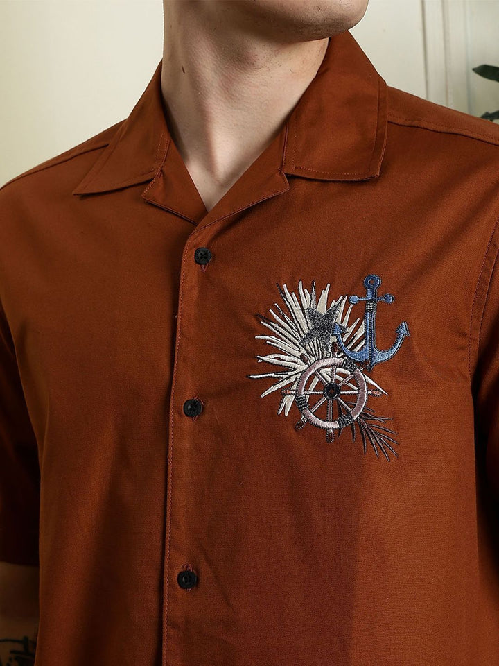 Eszett Anchor Baju Kasual Spread Collar Cotton