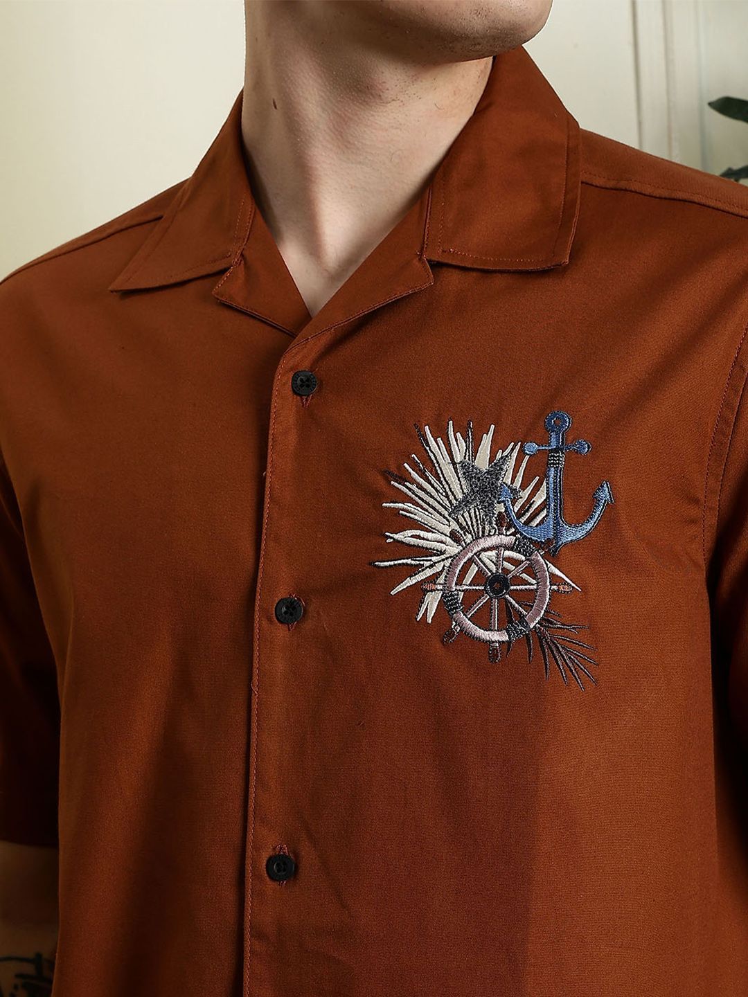 Eszett Anchor Baju Kasual Spread Collar Cotton