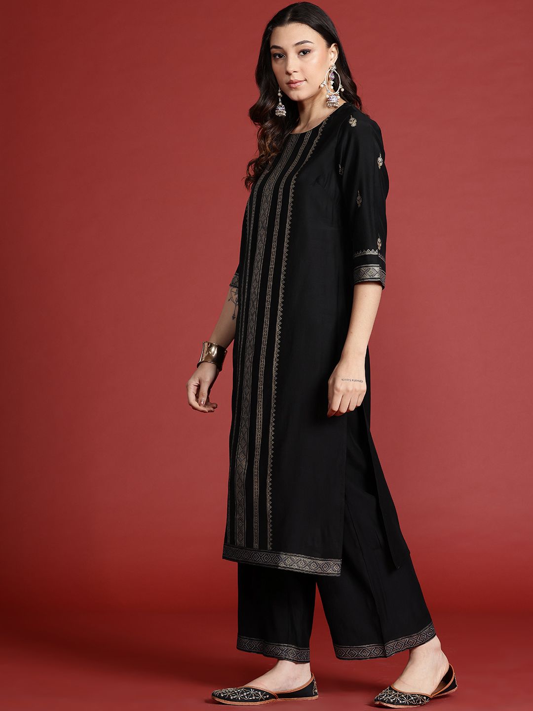 Anouk Tyohar Collection Printed Kurta with Palazzos & Dupatta