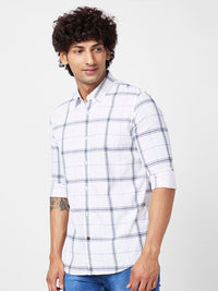 SPYKAR Slim Fit Windowpane Checked Button-Down Collar Cotton Casual Shirt