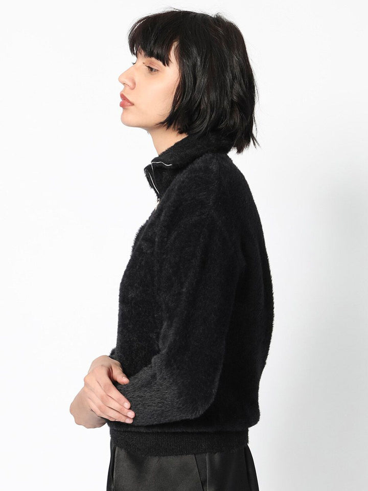 RAREISM Henley Neck Faux Fur Pullover