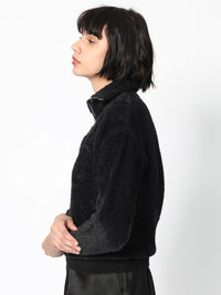 RAREISM Henley Neck Faux Fur Pullover