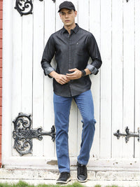 Thomas Scott Men Solid Cotton Smart Slim Fit Opaque Casual Shirt