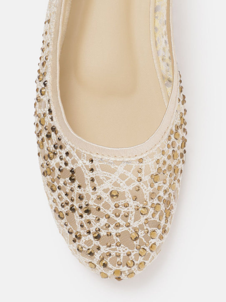 Lino Perros Women Woven Design Embellished Ballerinas