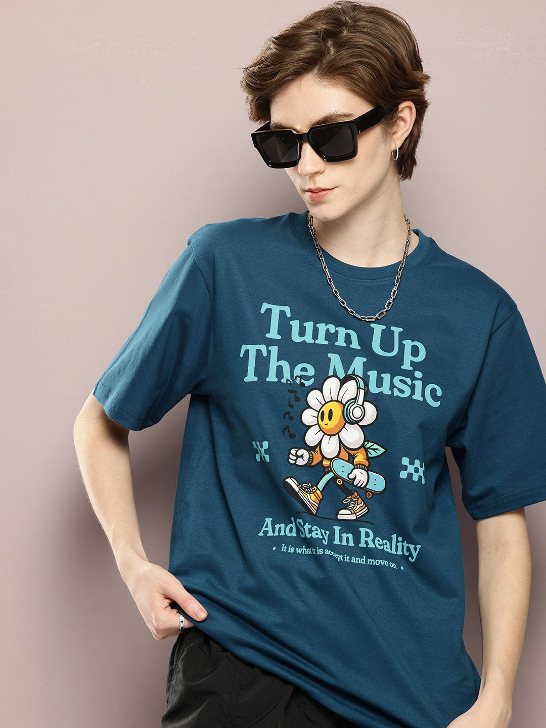 DILLINGER Graphic Printed Drop-Shoulder Sleeves Oversized Pure Cotton T-shirt