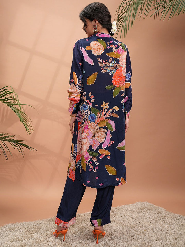 Vishudh Floral Printed Straight Kurta with Trousers