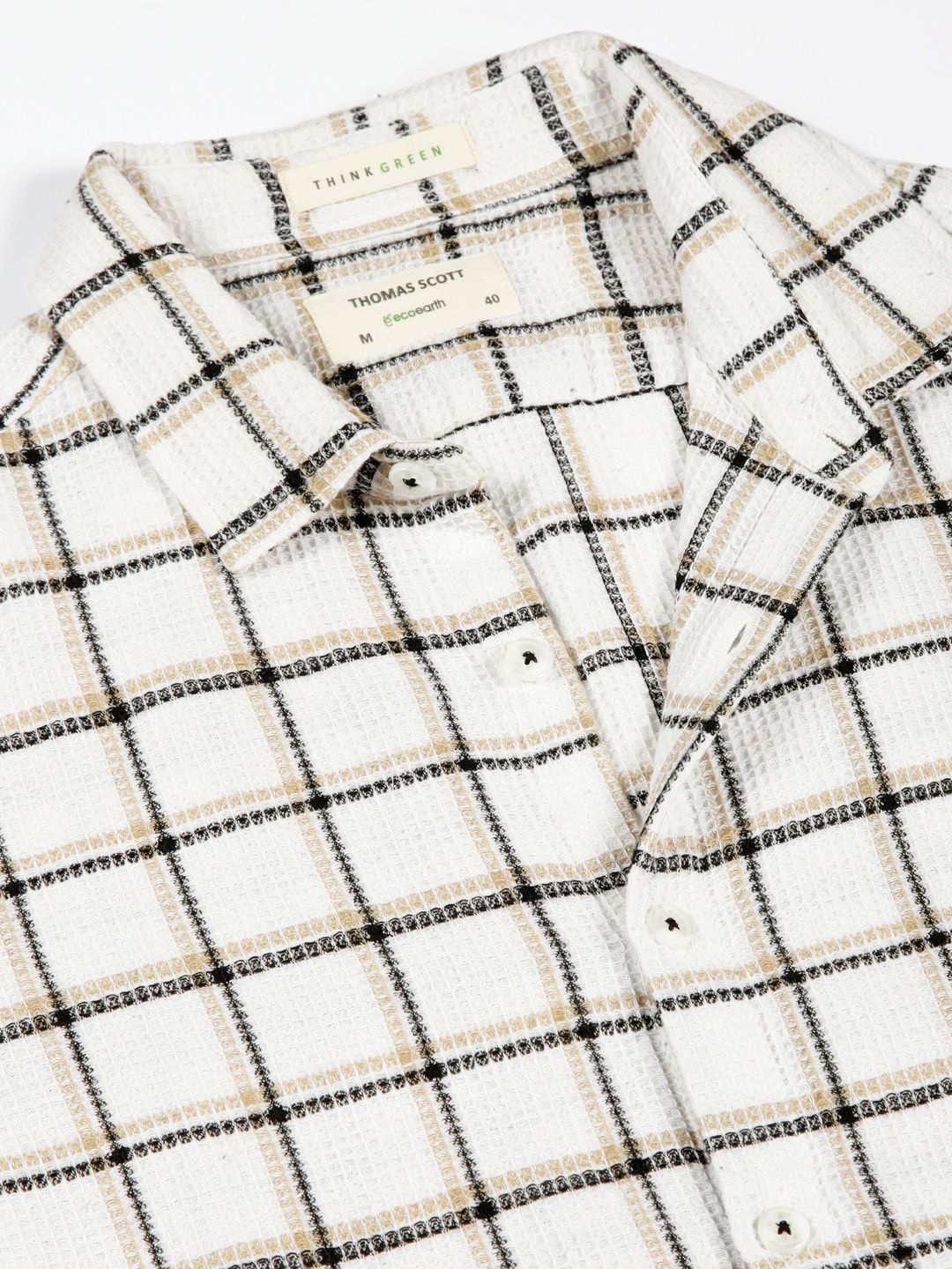 Thomas Scott Men Premium Slim Fit Windowpane Checked Casual Shirt