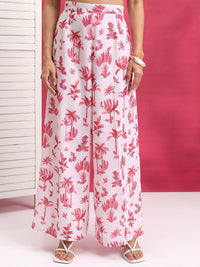 Vishudh Red & White Printed Pure Cotton Top With Trouser