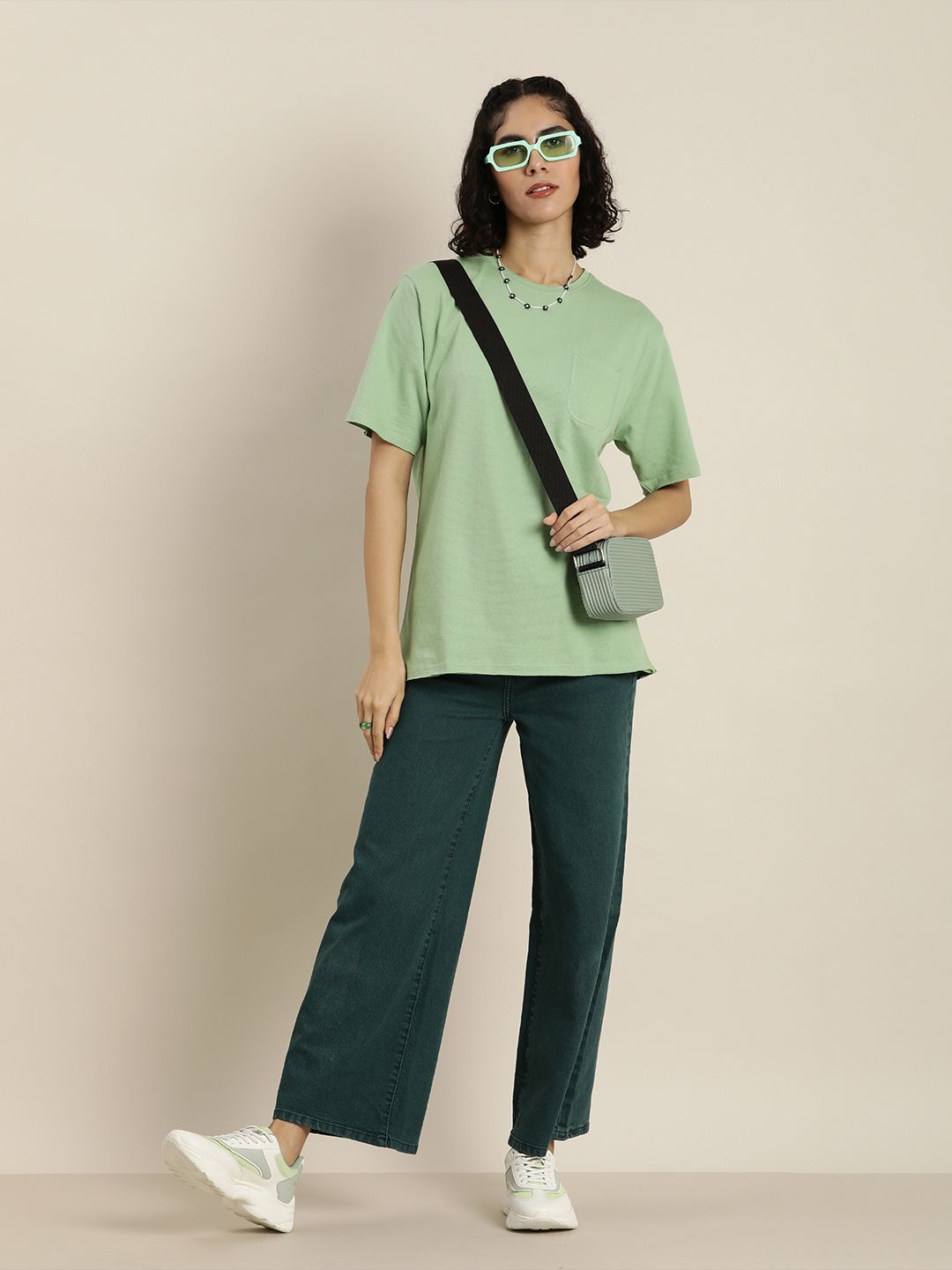 DILLINGER Womens Honeycomb Structure Oversized T-shirt