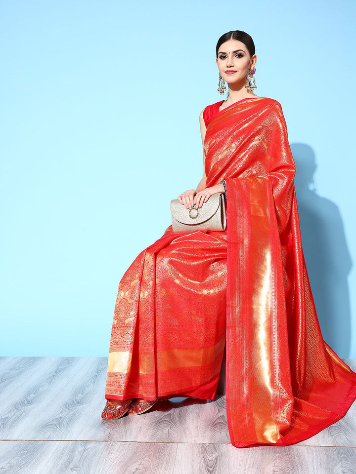 Saree mall Ethnic Motifs Saree with Woven Design Border