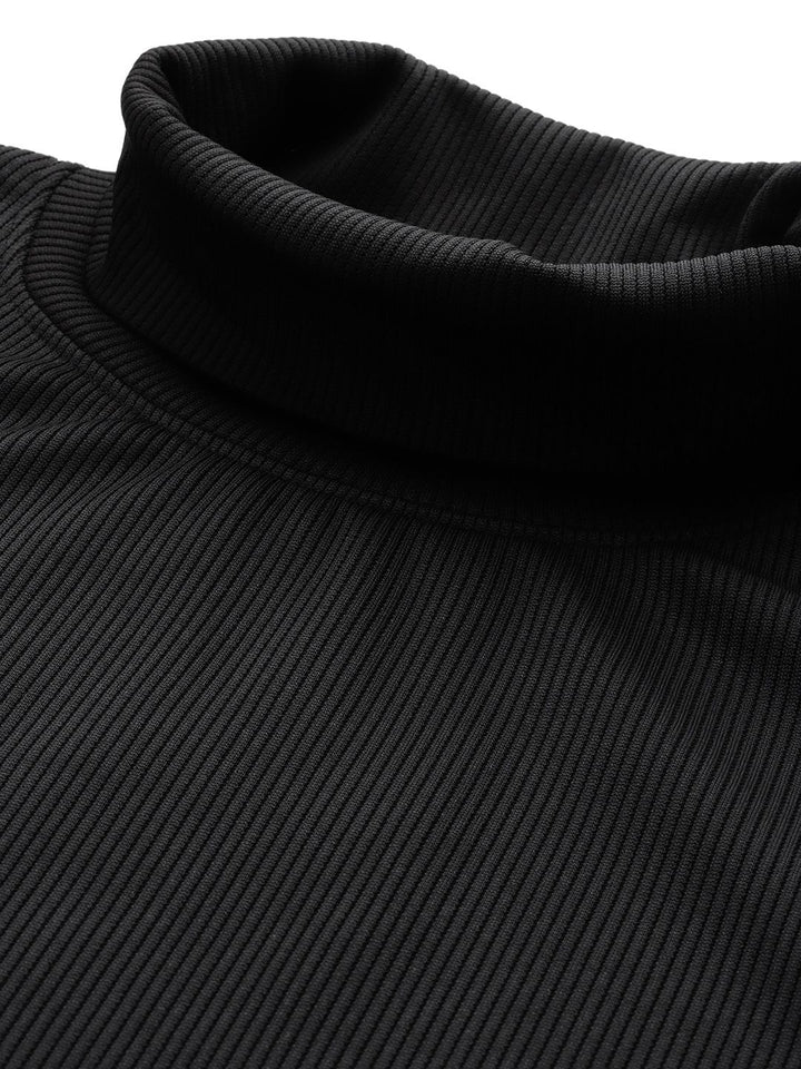 The Indian Garage Co Self Design Turtle Neck Drop-Shoulder Sleeves Sweatshirt