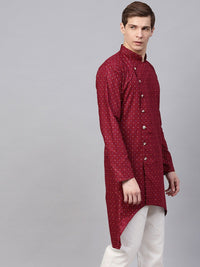 SOJANYA Men Maroon Printed Straight Kurta