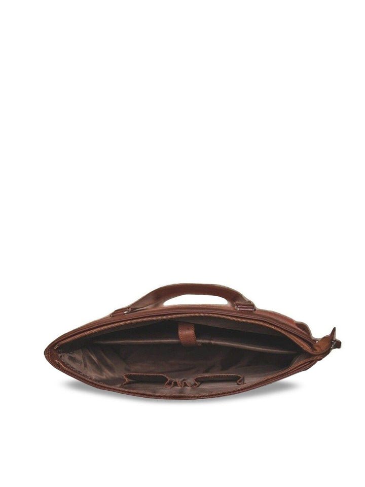 ZOUK Navy Blue & Beige Floral Print Leather Handcrafted 16 Inch Sustainable Laptop Bag