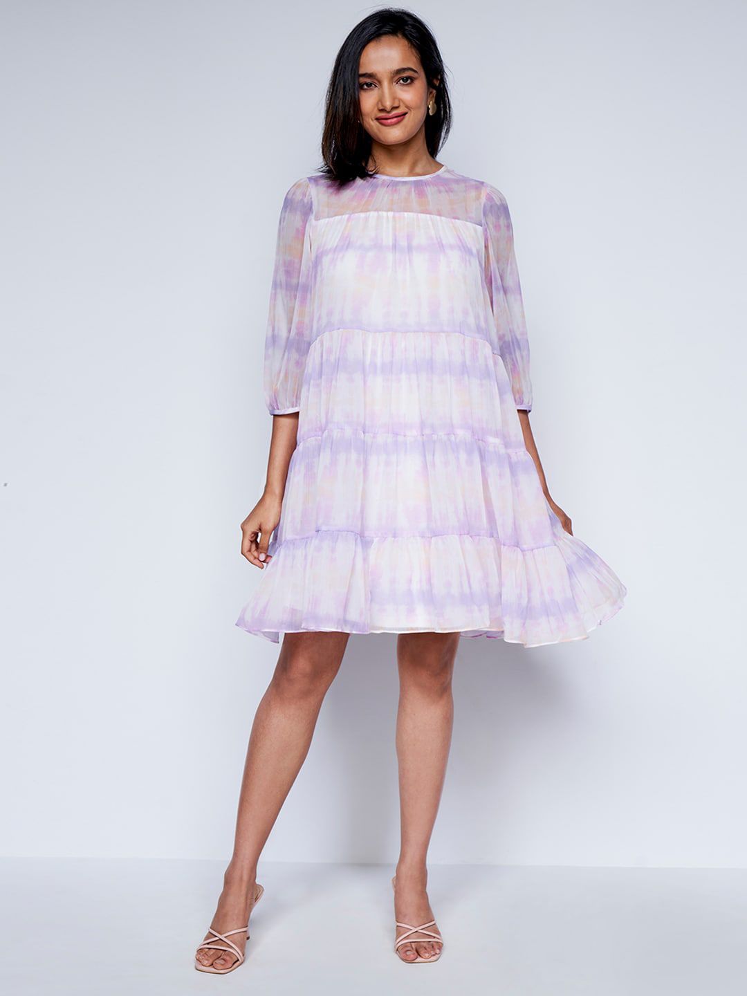 AND Tie & Dye Gathered Detailed Tiered A-Line Dress
