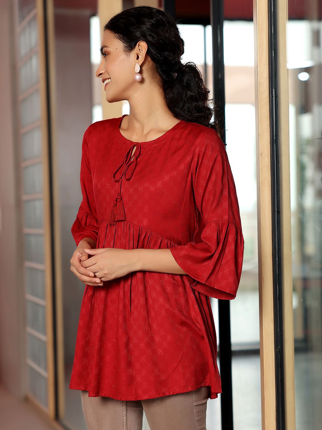 Libas Women Woven Design Kurti