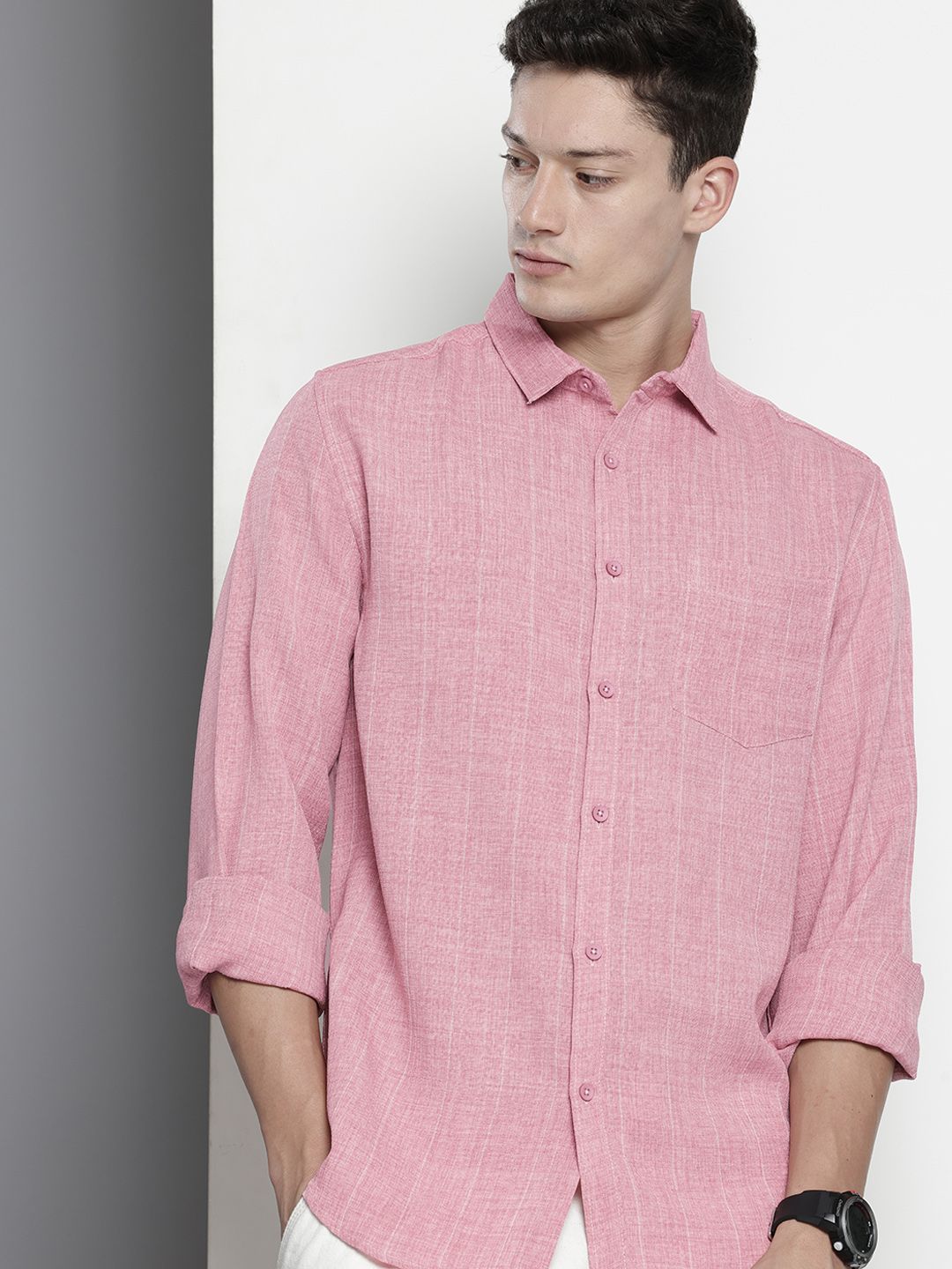 The Indian Garage Co Slim Fit Vertical Striped Casual Shirt