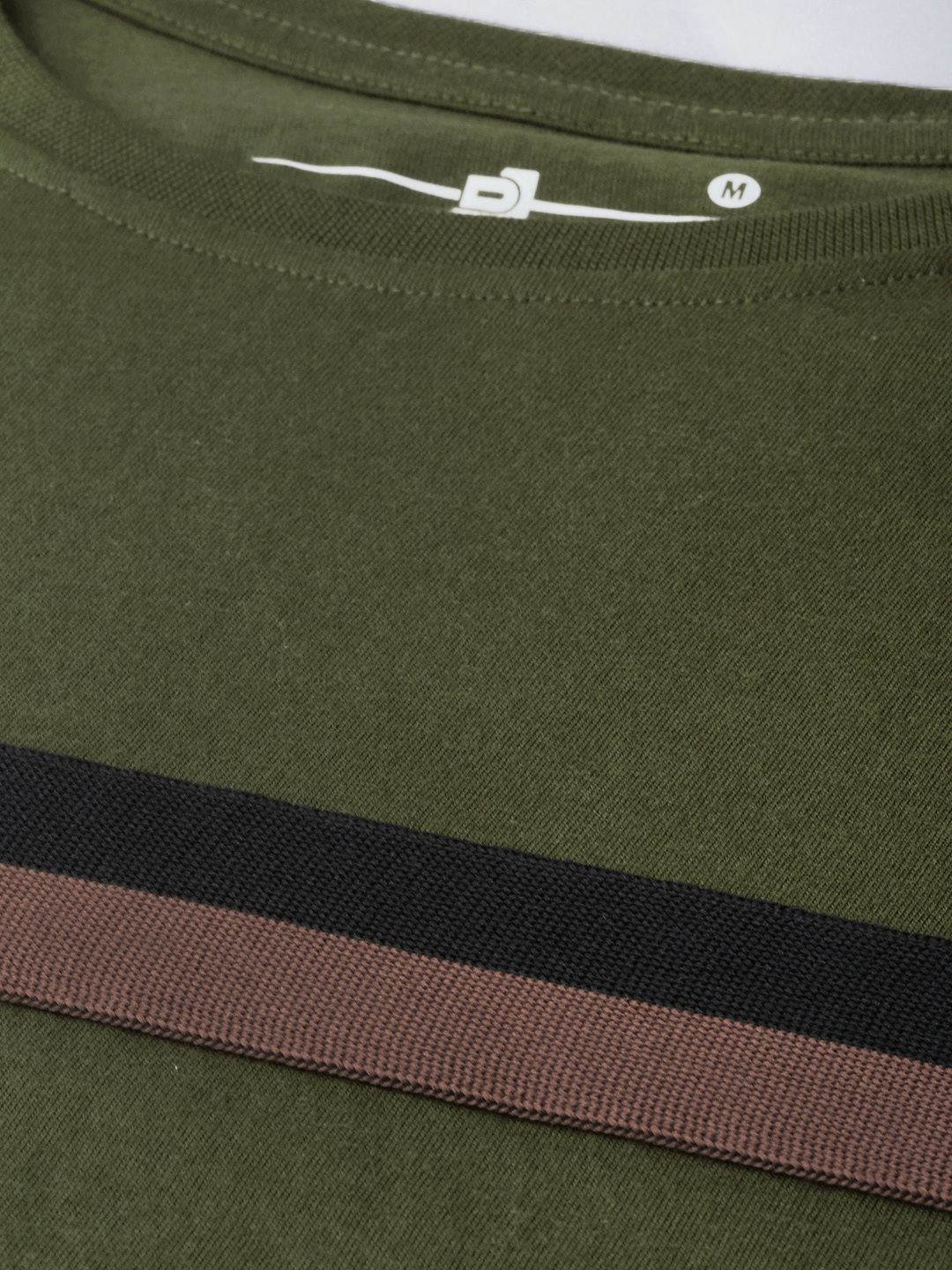 DILLINGER Men Olive Green  Black Striped Cotton Pure Cotton T-shirt