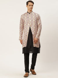 SOJANYA Kurta Hitam & Putih Lelaki dengan Churidar