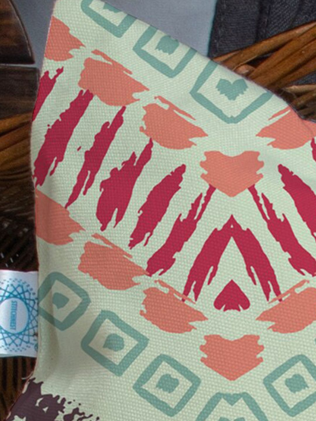 STITCHNEST Yellow & Off White Set of 5 Geometric Printed Square Cushion Covers
