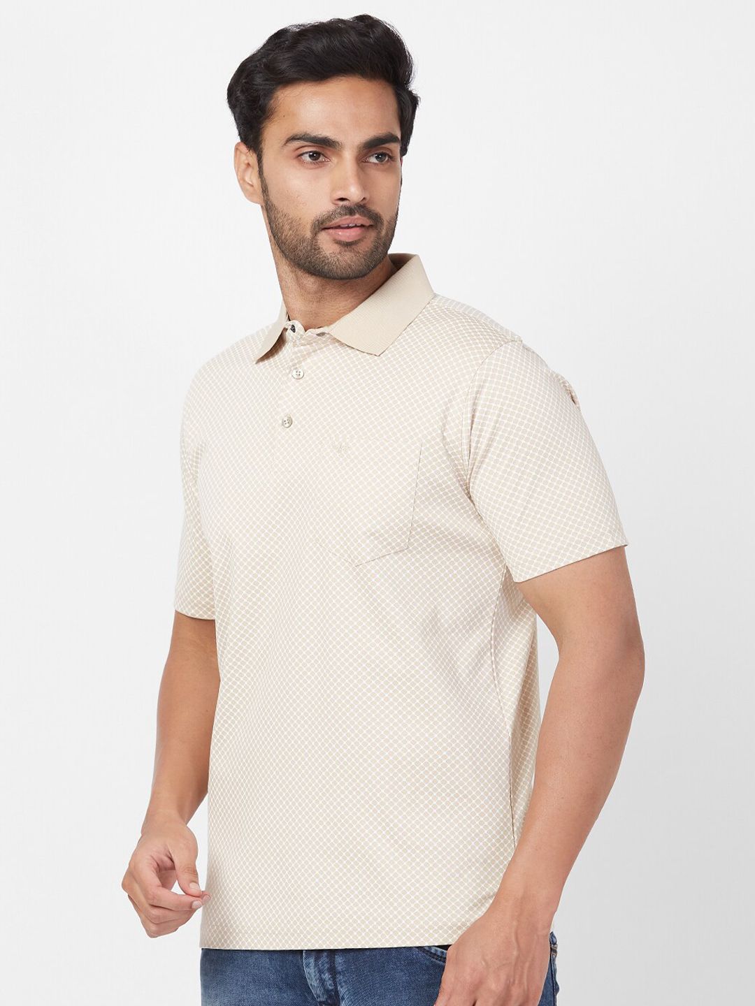 Park Avenue Geometric Printed Polo Collar Cotton Slim Fit T-shirt