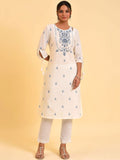 W Floral Print Cotton Kurta With Slim Pant