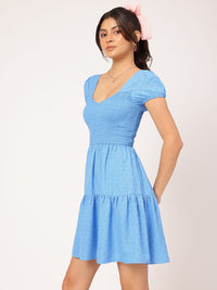 DressBerry Cute Femme Textured Tiered Smocked Mini Dress