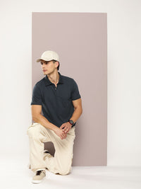 DILLINGER Men Polo Collar Honeycomb Structure T-shirt