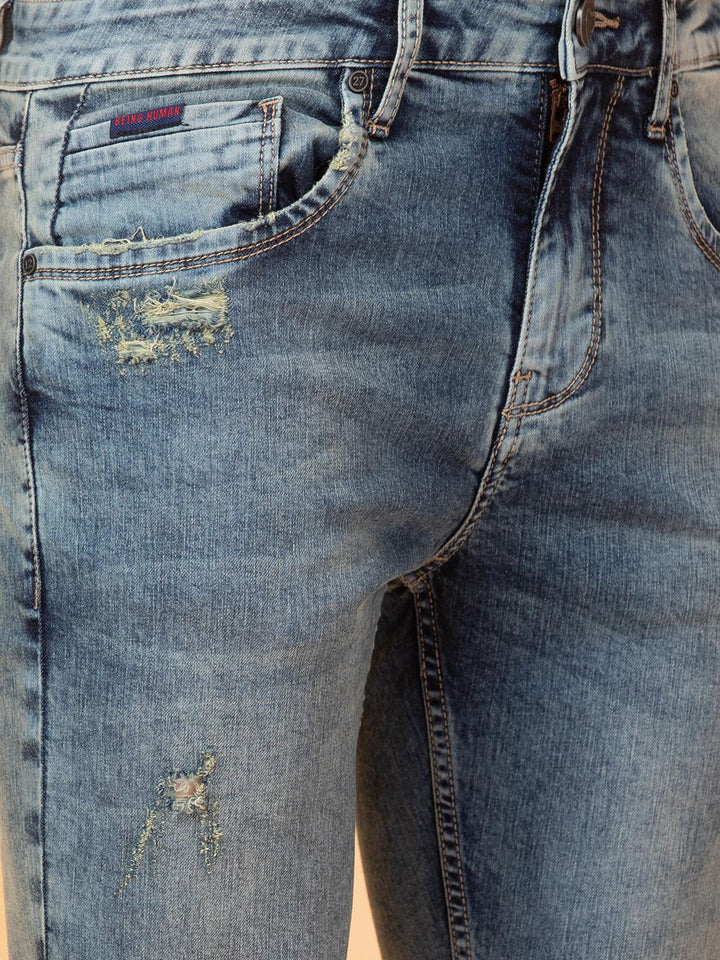 Being Human Men Low Distress Heavy Fade Jeans