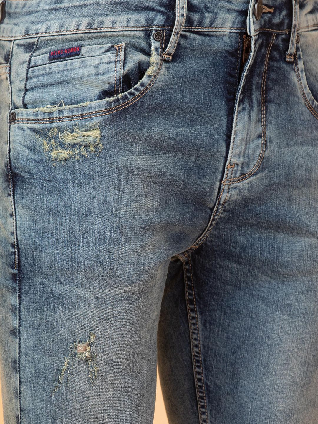 Being Human Men Low Distress Heavy Fade Jeans
