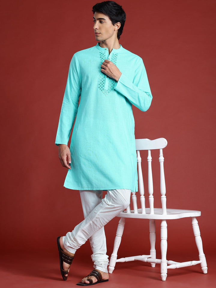 Anouk Mirror Embellished Pure Cotton Kurta Set