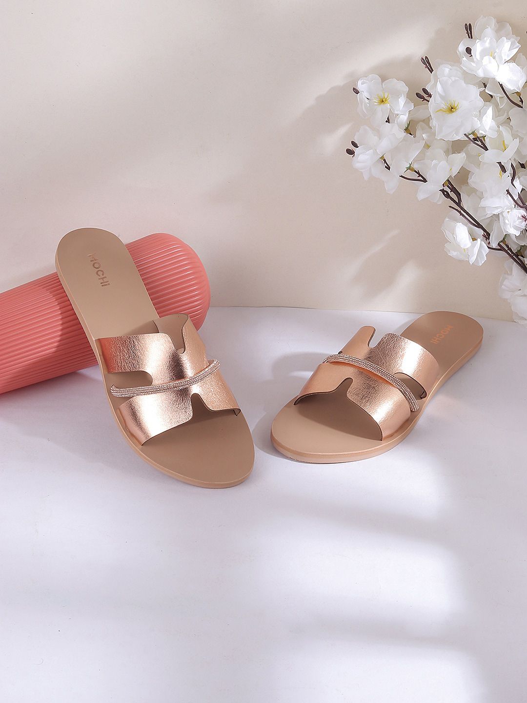 Mochi Textured Open Toe Flats
