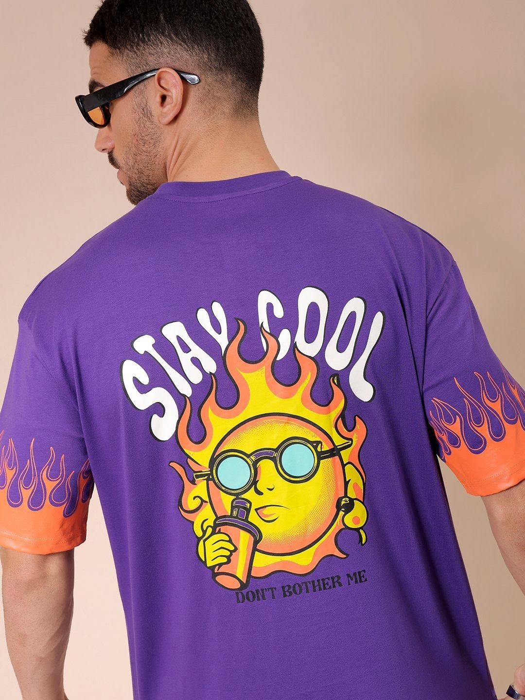 The Indian Garage Co Men Graphic Printed Round Neck Cotton Oversized T-shirt
