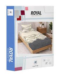 KLOTTHE Cream Abstract Printed 300 TC Single Bedsheets