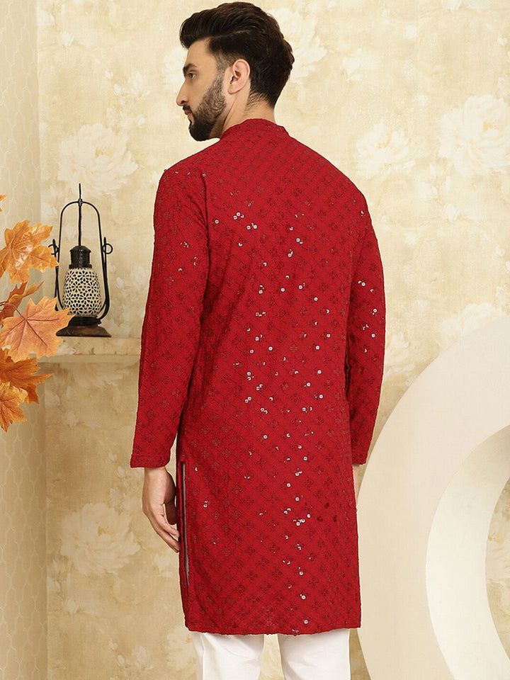 SOJANYA Kurta Lurus Labuci Sulam Geometrik Kapas Tulen