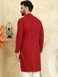 SOJANYA Kurta Lurus Labuci Sulam Geometrik Kapas Tulen