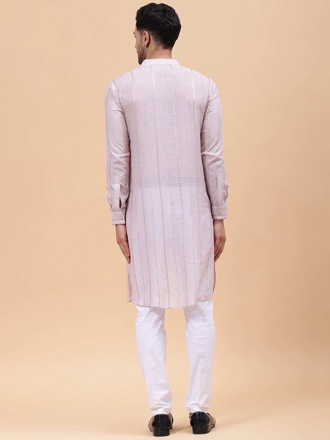 See Designs Floral Embroidered Mirror Work Chanderi Cotton Straight Kurta With Pyjama